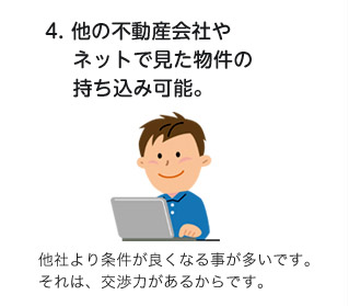 他の不動産会社やネットで見た物件の持ち込み可能。